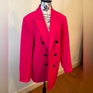 SUZY SHIER Double-Breasted Open Blazer